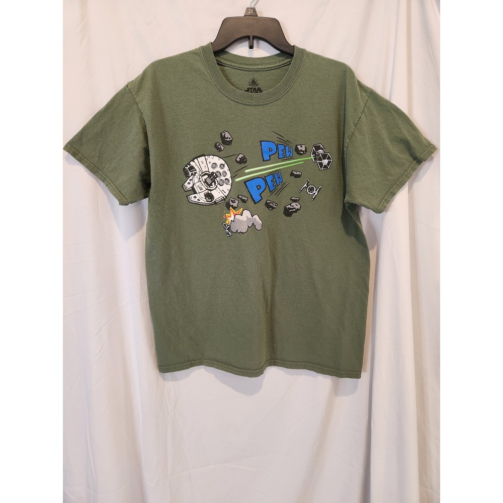 Disney Star Wars Pew Pew Millennium Falcon T-Shirt Green Mens Large